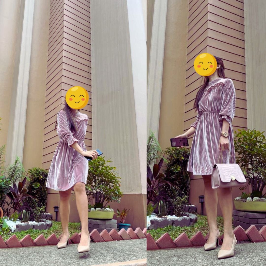 Sunday Church dress knee length vintage style in velvet color old rose