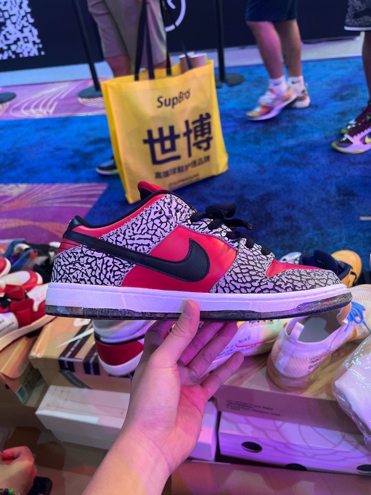 Supreme Red Cement SB Dunk Low Men s Fashion Footwear Sneakers on Carousell