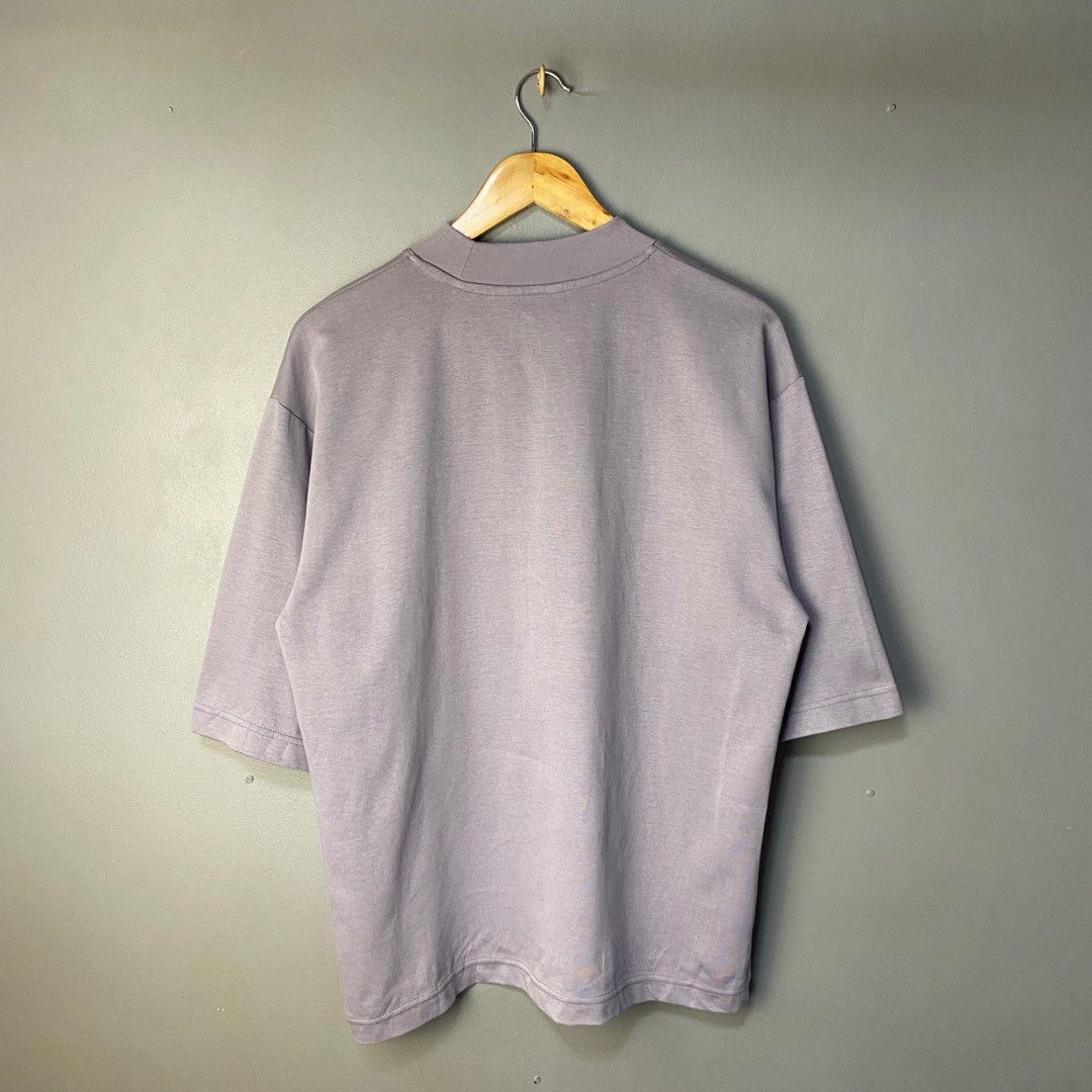UNIQLO AIRism Cotton Oversized Mock Neck Half-Sleeve T-Shirt