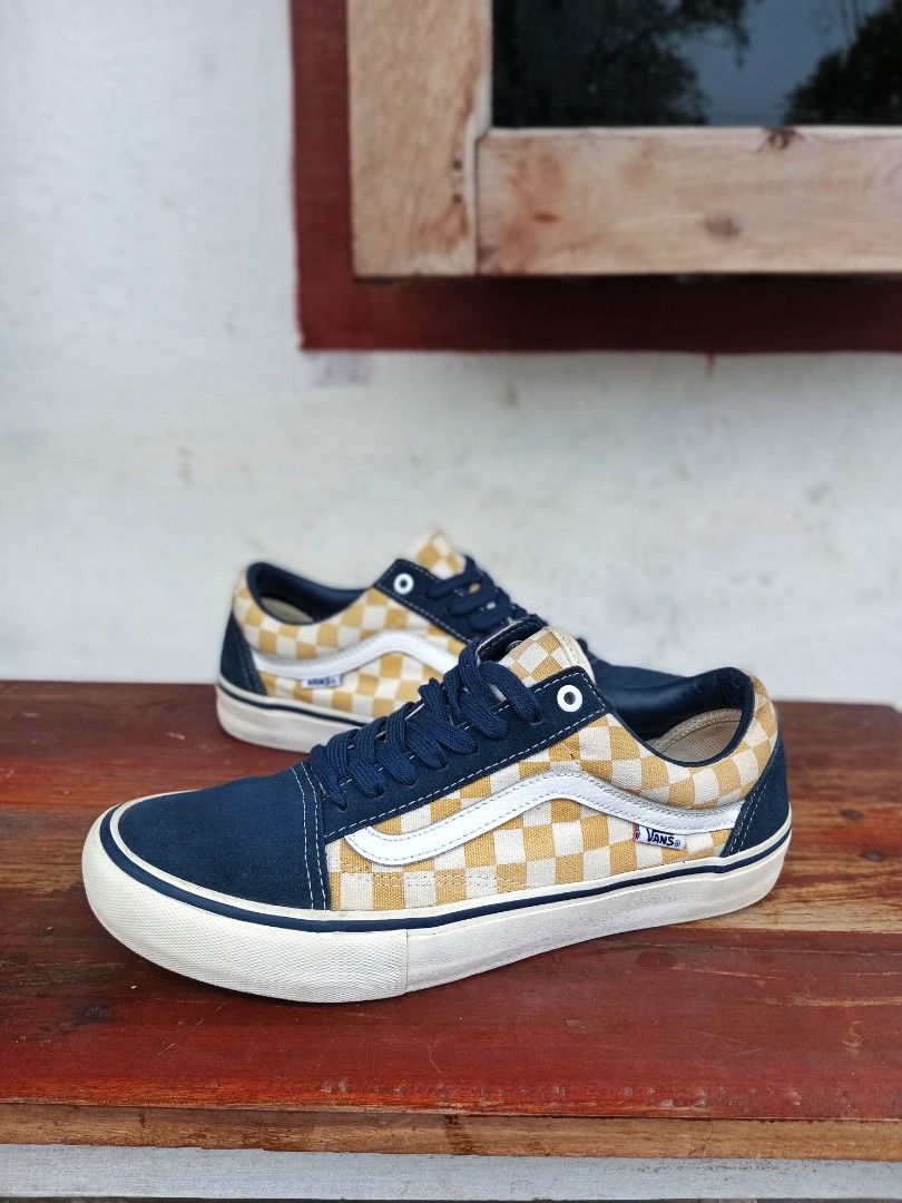 Vans old skool pro checkerboard shop dress blue