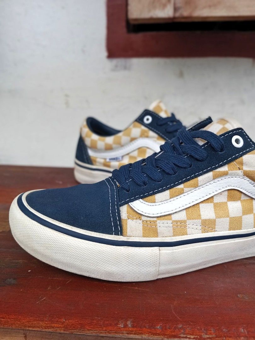 Vans old skool pro checkerboard dress blue online