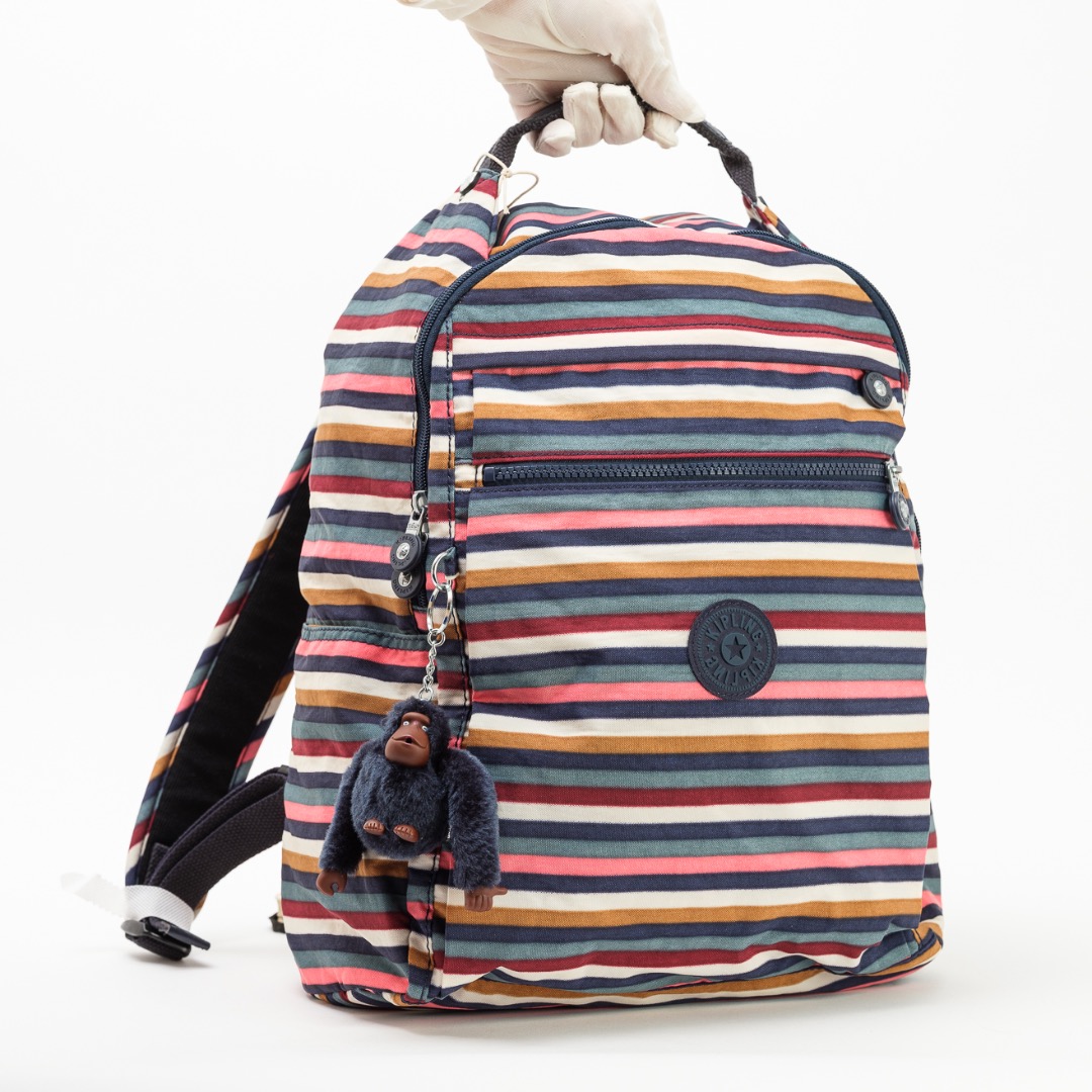 Kipling top striped backpack
