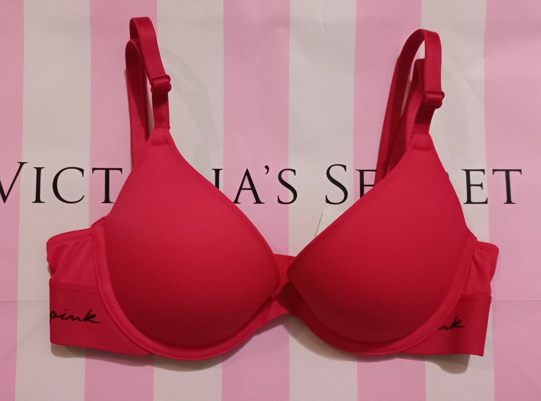 VS Rose Red Push-up bra with black pink signature, Women's Fashion, New  Undergarments & Loungewear on Carousell