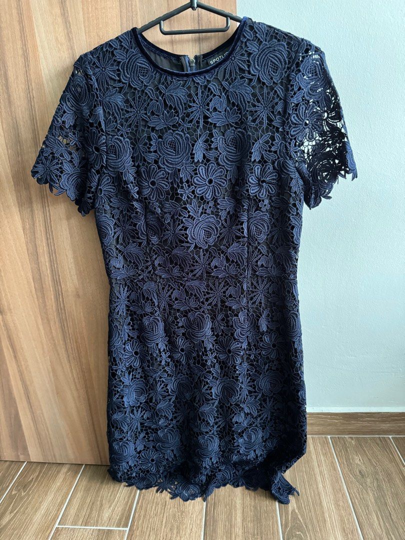 Warehouse Navy Lace Dress Women s Fashion Dresses Sets Dresses on Carousell