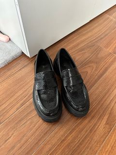 Zara Chunky Black Leather Loafers