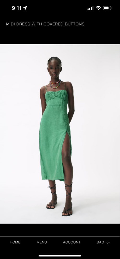 Zara Green Midi Dress Women s Fashion Dresses Sets Dresses on Carousell