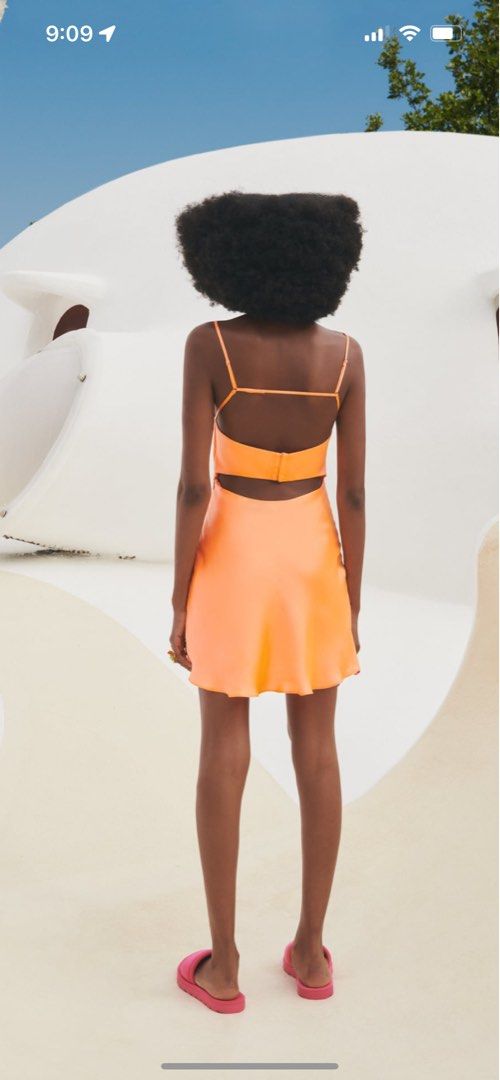 orange zara satin dress Zara Orange Satin Dress by Zara