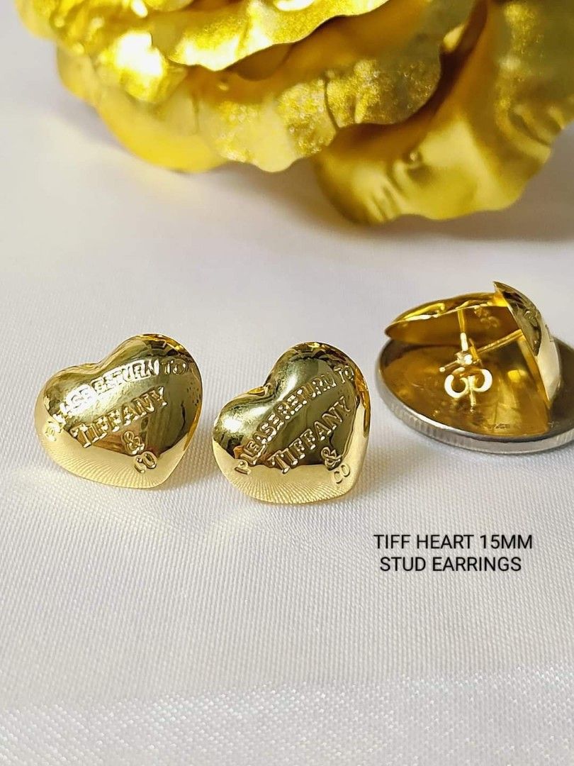 18k Tiffany Heart 15mm Stud earrings