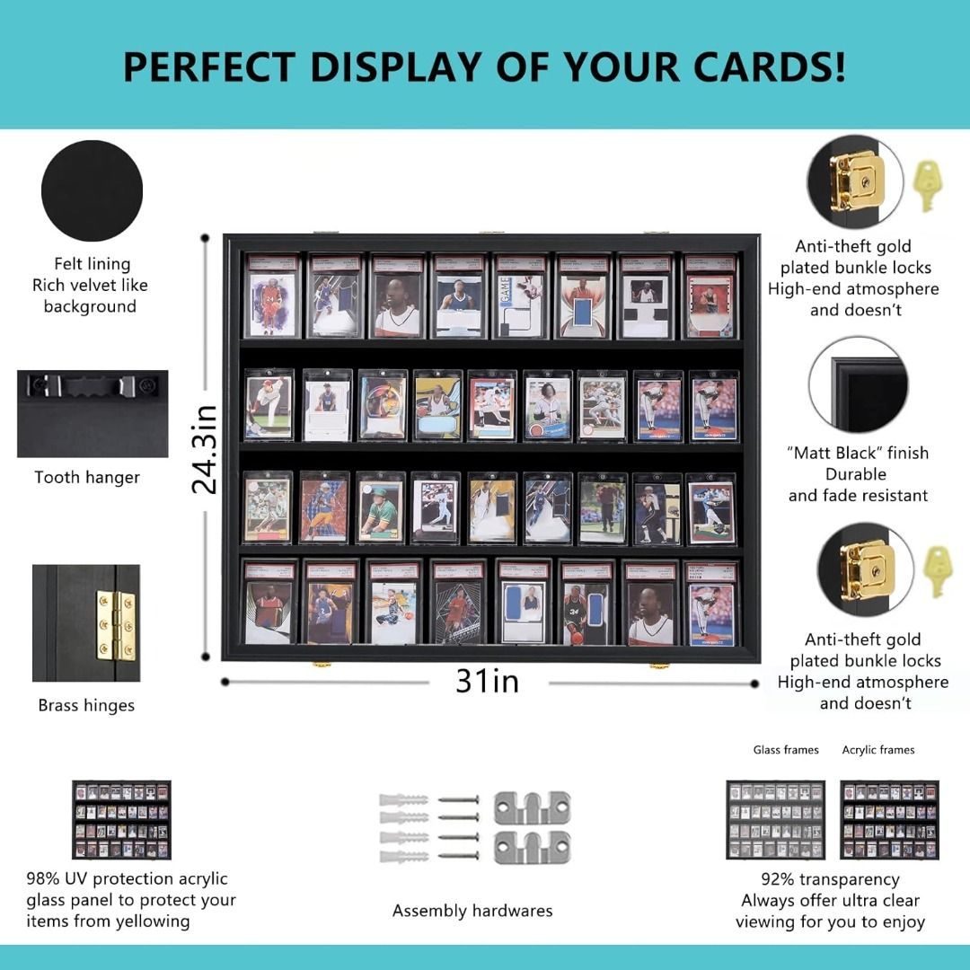 36 Graded Sports Card Display Frame -Baseball Card Display Case ...
