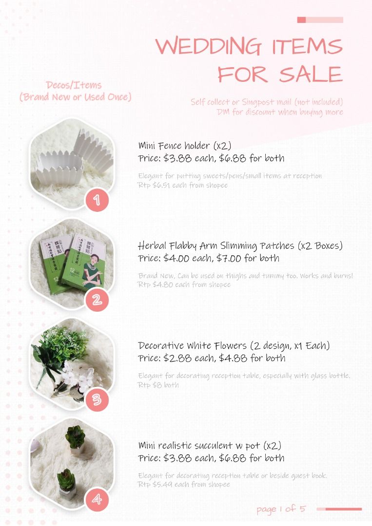 Wedding items for sale sale
