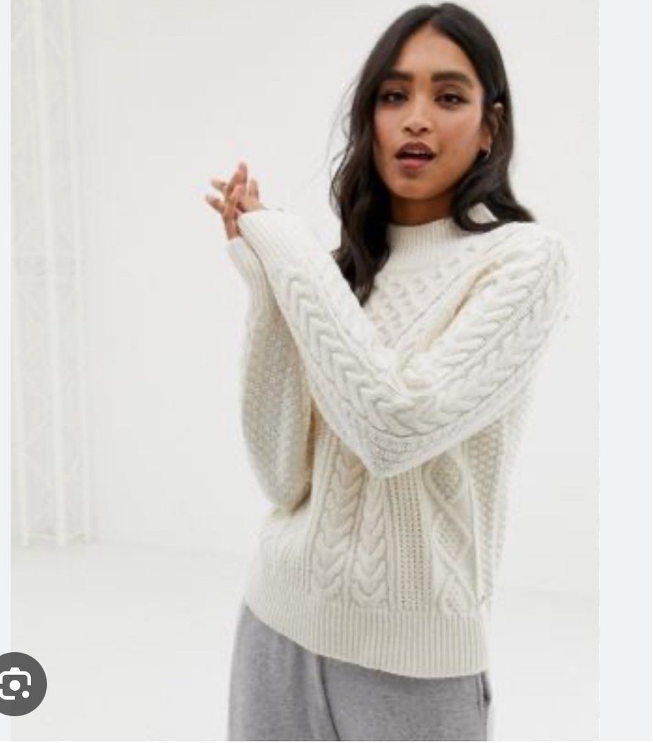 Abercrombie fitch cable knit cream white sweater spring winter cozy warm Women s Fashion Tops Longsleeves on Carousell