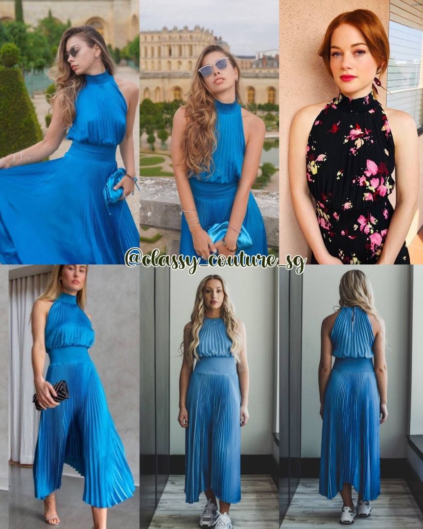 ALC Renzo Pleated Halter Midi Dress Women s Fashion Dresses Sets Dresses on Carousell