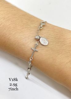 Auth 18KnSaudi whitegold rosary  bracelet