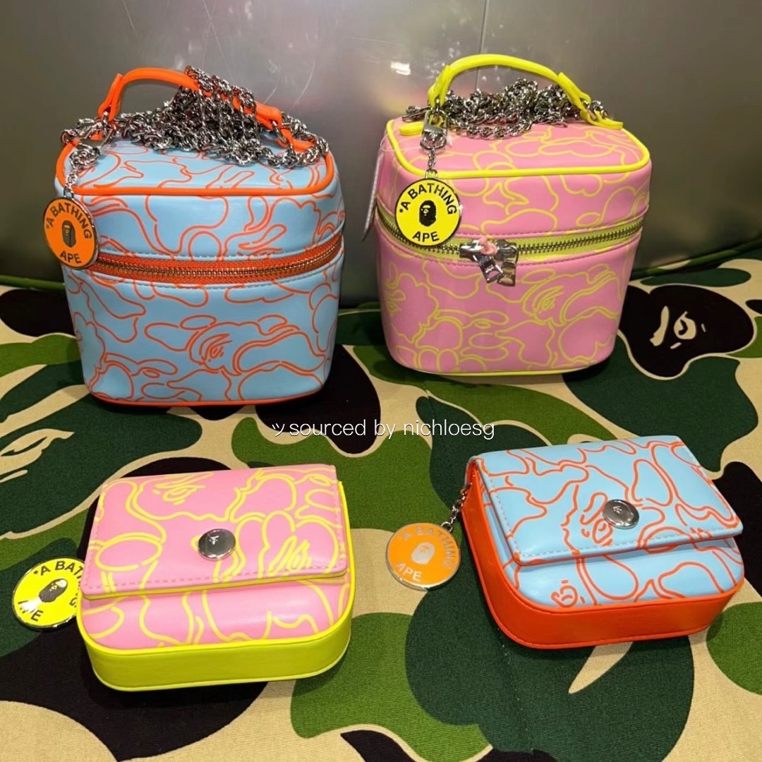 A BATHING APE NEON CAMO VANITY BAG