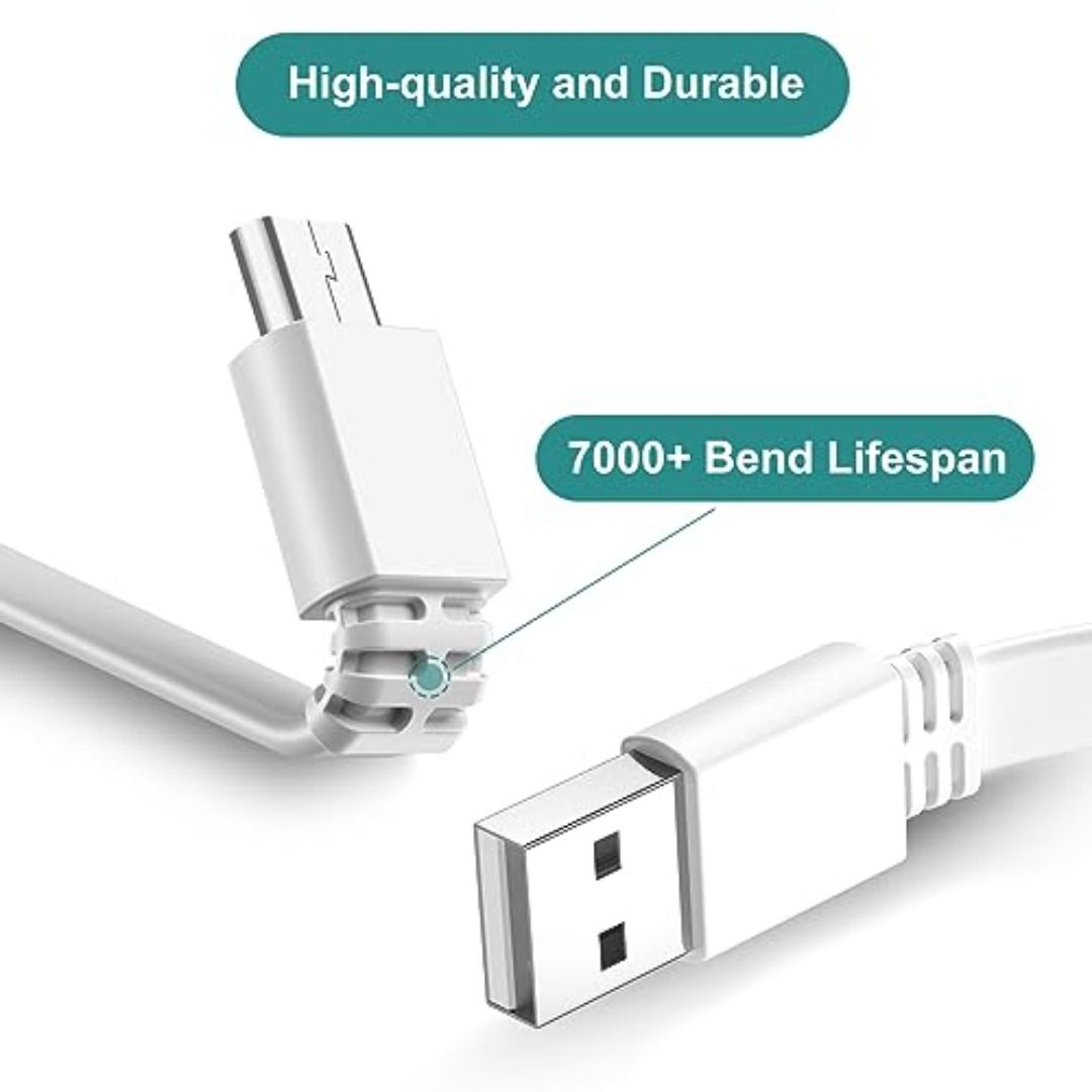 BASESAILOR Micro USB Power Cable 6M 2Pack Flat Micro USB Charging Power Cord Charger for WyzeCam V3 Pan Nest Yi Cam Blink Mini XT XT2 Outdoor Indoor 3rd Gen Zmodo Furbo Dog Netvue Xbox One Controller ...
