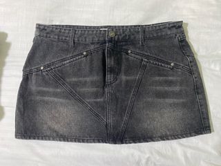 black denim high waist mini skirt with inner shorts