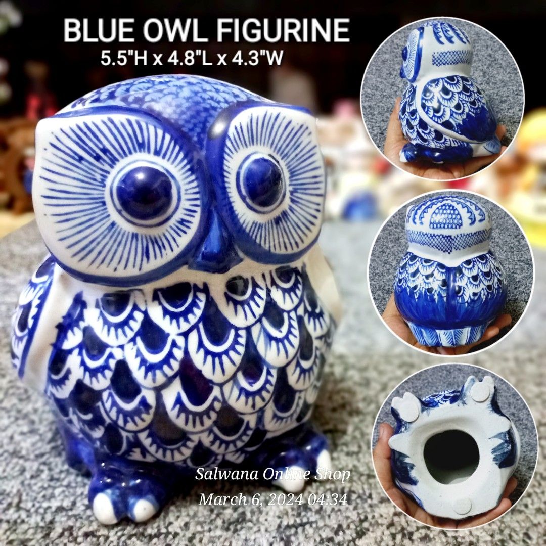 BLUE OWL FIGURINE HOME DECOR • JAPAN SURPLUS, Furniture & Home