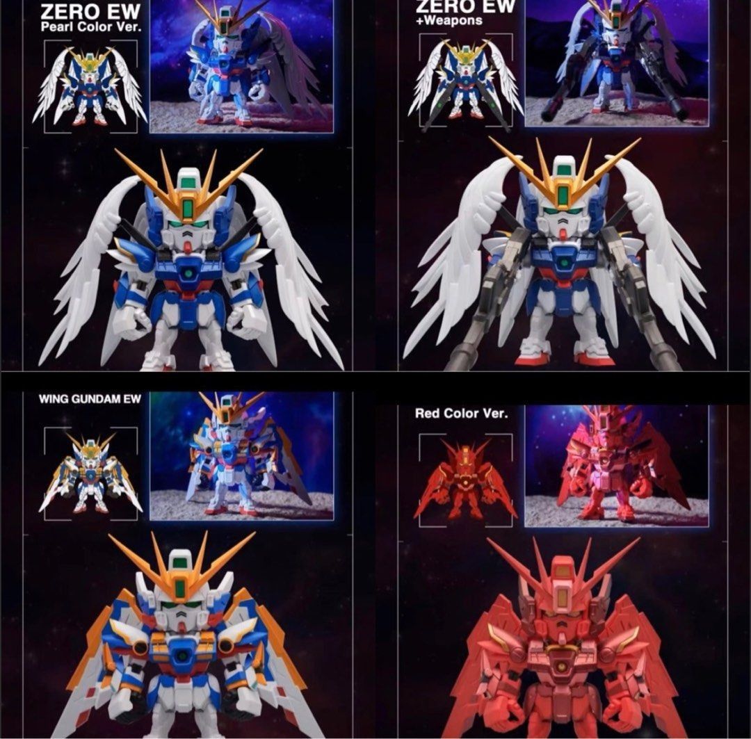 [BNIF] QMSV Wing Gundam Zero EW (Category: Gundam Model Kits) located in Singapore. Submitted by hansoma (Listing ID 1291331072, Image 2). Description: Opened to check which figure i got. Wing Gundam Zero EW Pearl x 2 Wing Gundam Zero EW + Weapons Wing Gundam EW Wing Gundam EW Red $23 each All for $100.