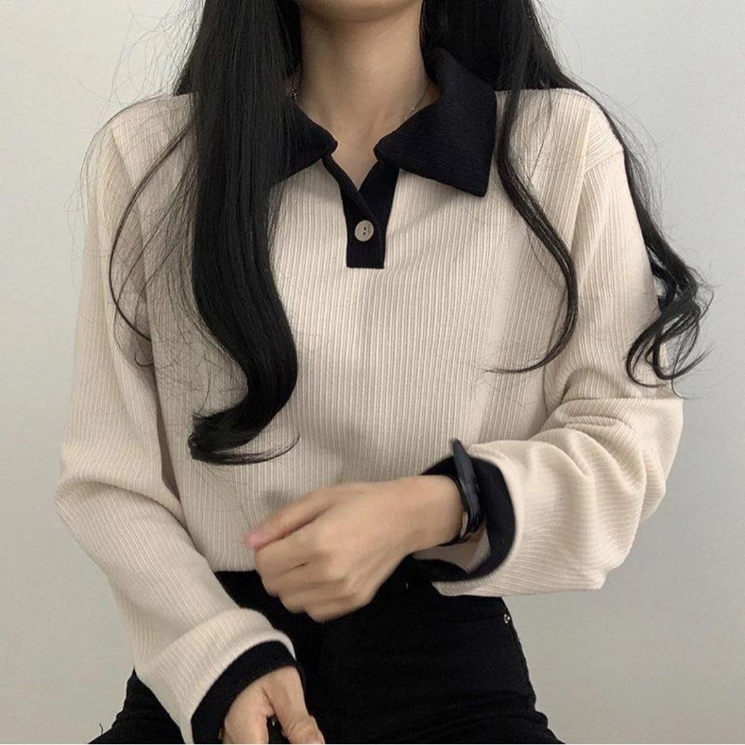 Korean long sleeve polo clearance