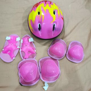 Brandnew Kids baby pink bike scooter protective gear knee elbow pad  helmet set