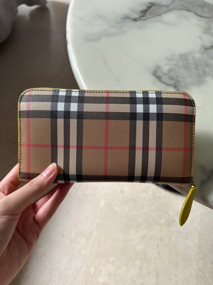 Burberry Brown Checkered Wallet Bright Larch Yellow Luxury Bags Wallets on Carousell