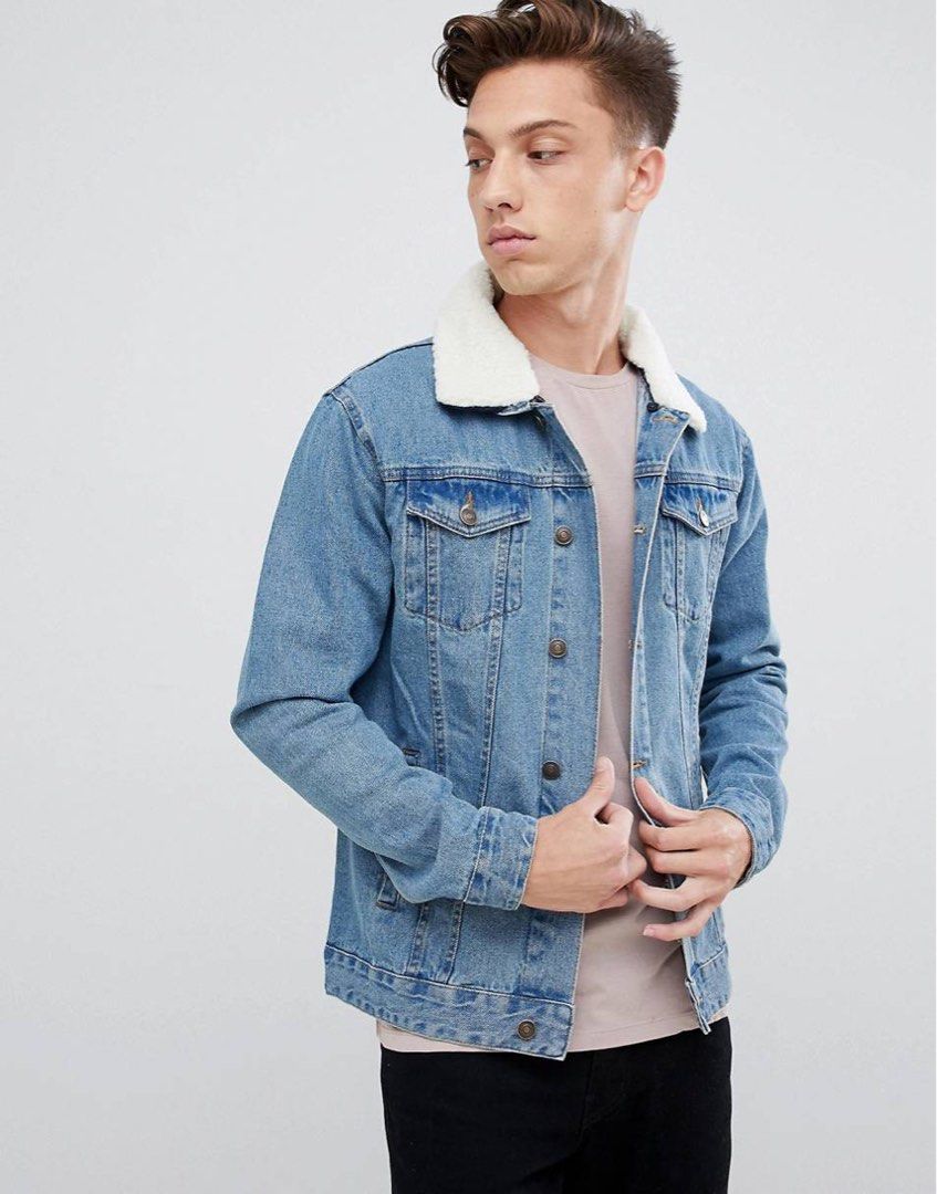 Denim Sherpa Jacket Rue 21 Size Medium 20.5x23 Men s Fashion