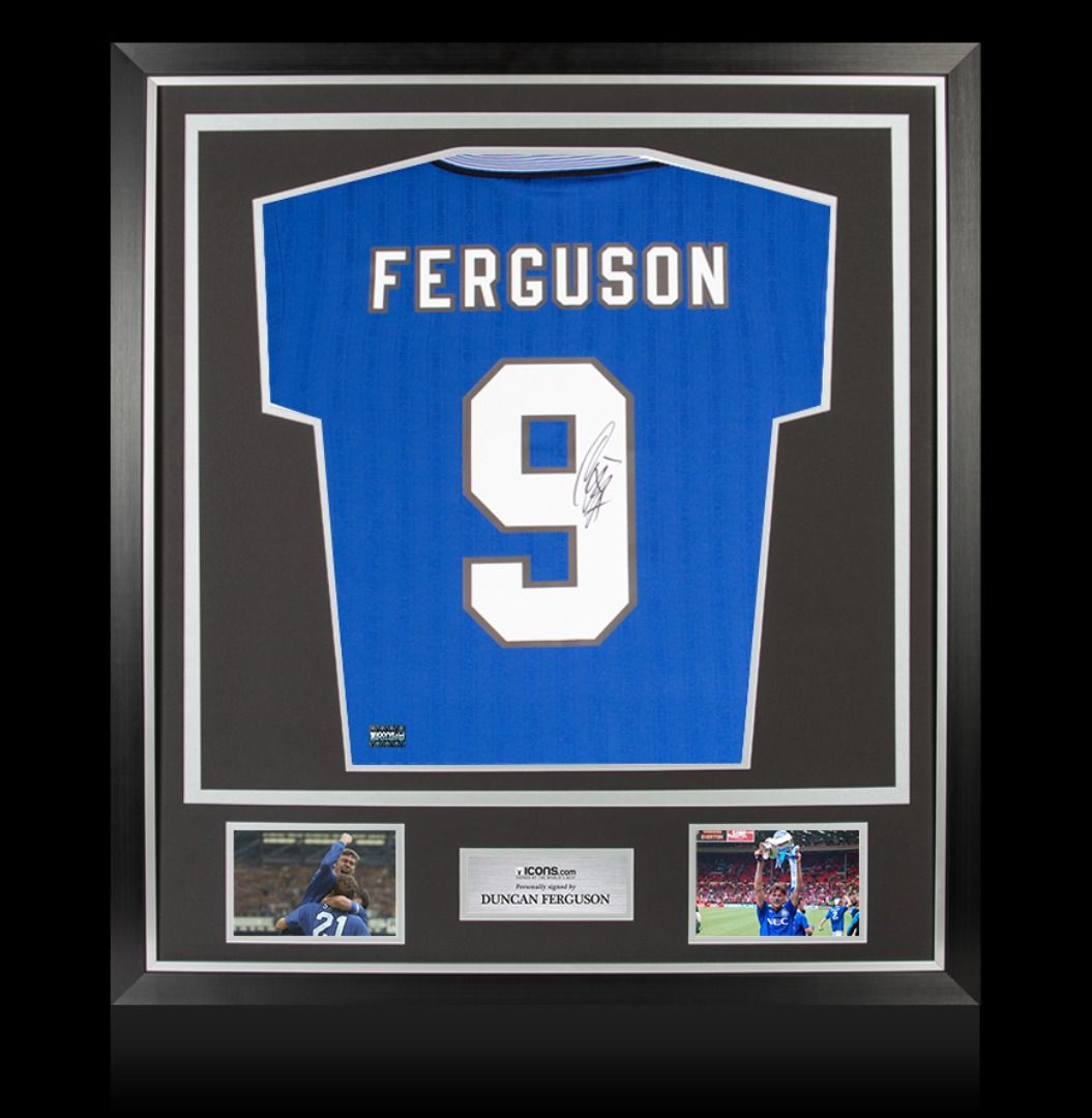 Duncan Ferguson Back Signed Everton 1995 FA Cup Final Shirt In