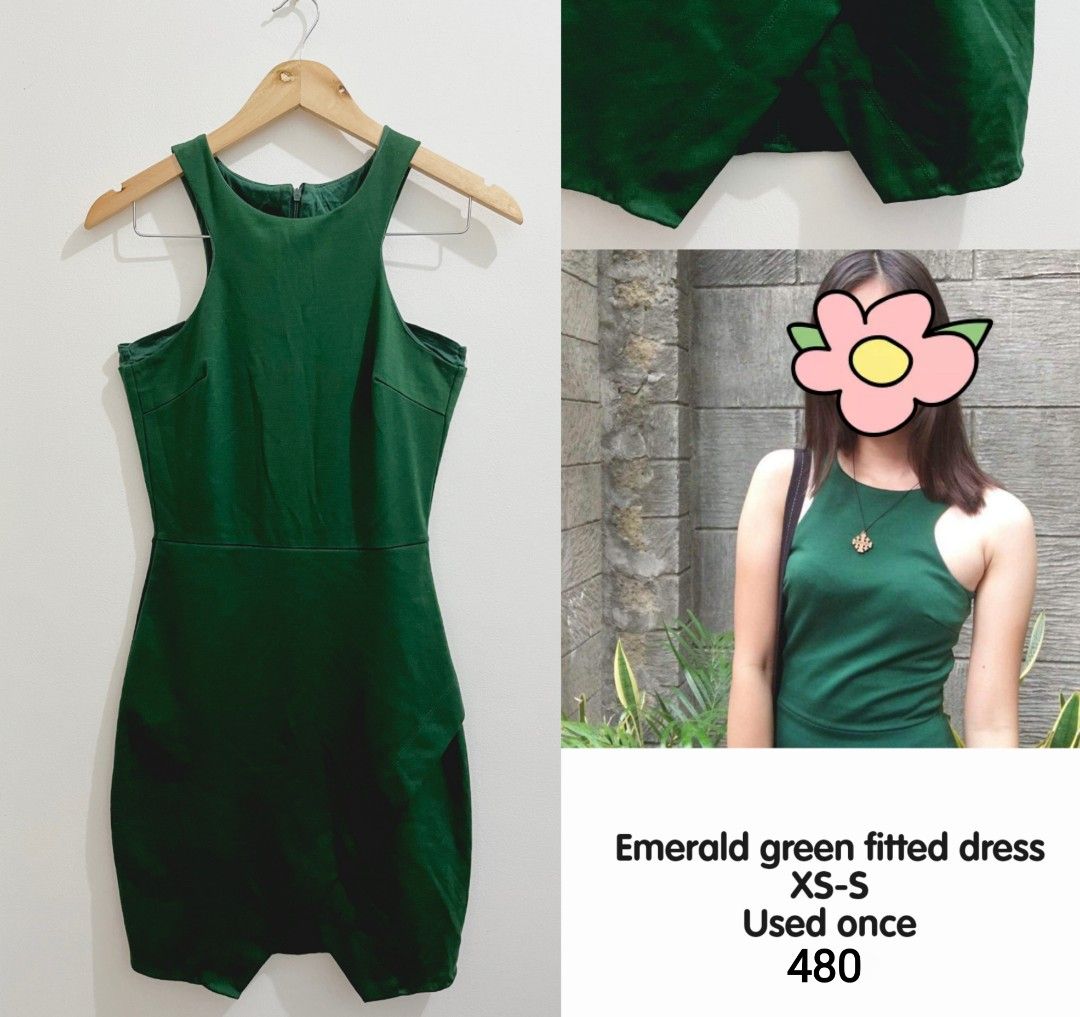 Emerald green bodycon fitted dress Women s Fashion Dresses Sets Dresses on Carousell