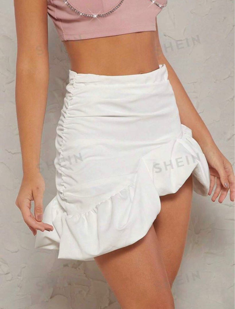 White ruffle skirt shein on sale