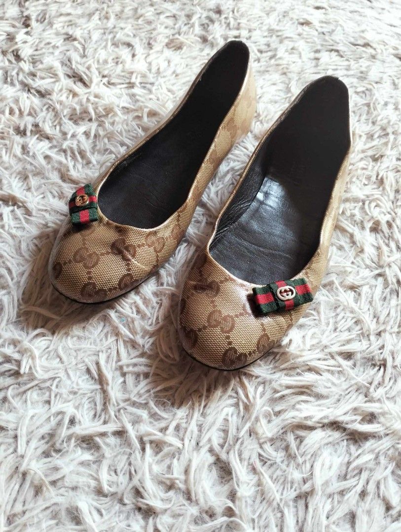 GUCCI beige GG monogram canvas flats Luxury Sneakers Footwear on Carousell
