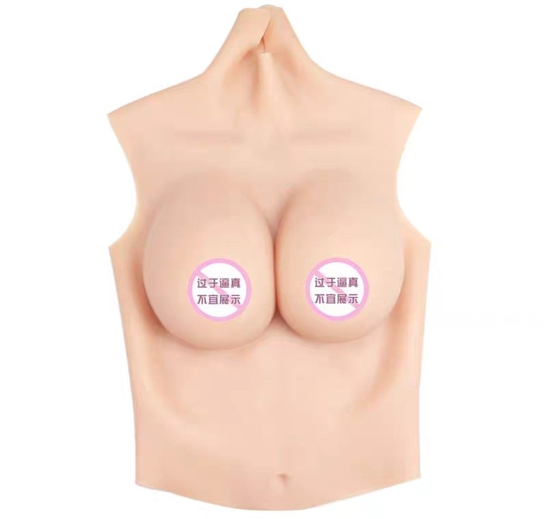 Round-neck Silicone breasts outfit (cup b - G) (color - fair / light  tanned), Women's Fashion, Activewear on Carousell