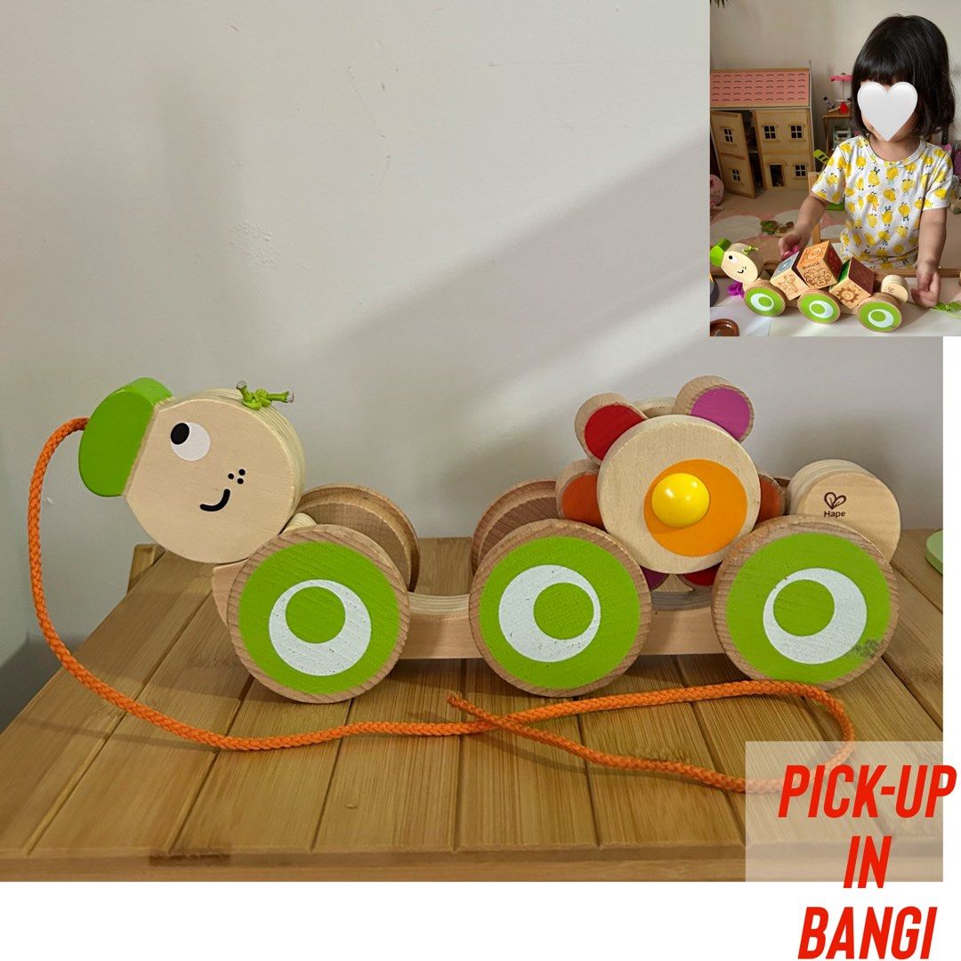 Hape wooden pull along caterpillar
