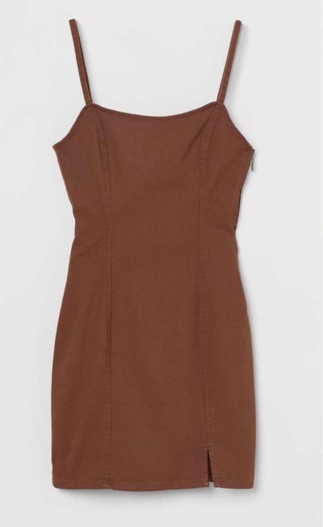 brown denim dress h&m Women's Beige Denim Maxi Dress
