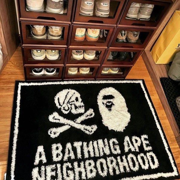 INSTOCK Bathing Ape X Neighborhood Rug Mat Black
