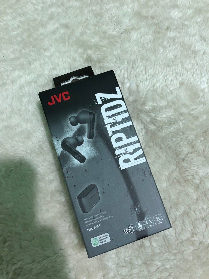 JVC RIPTIDZ TRUEWIRELESS EARBUDS (Category: Headphones & Headsets) located in Legazpi City. Submitted by albay.hype.shop (Listing ID 1291293794, Image 1). Description: JVC RIPTIDZ WIRELESS HEADPHONE 1,650 BRANDNEW LEGIT GCASH/BDO MOP.