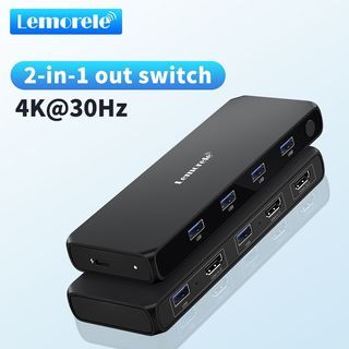 Lemorele HDMI Switch KVM USB Switch 4K HDMI USB 3.0 Switcher Selector Box 5 in 1 out with IR Remote HDR HDCP 2.3 for Xbox PS4 PC TV Switch Steam Deck