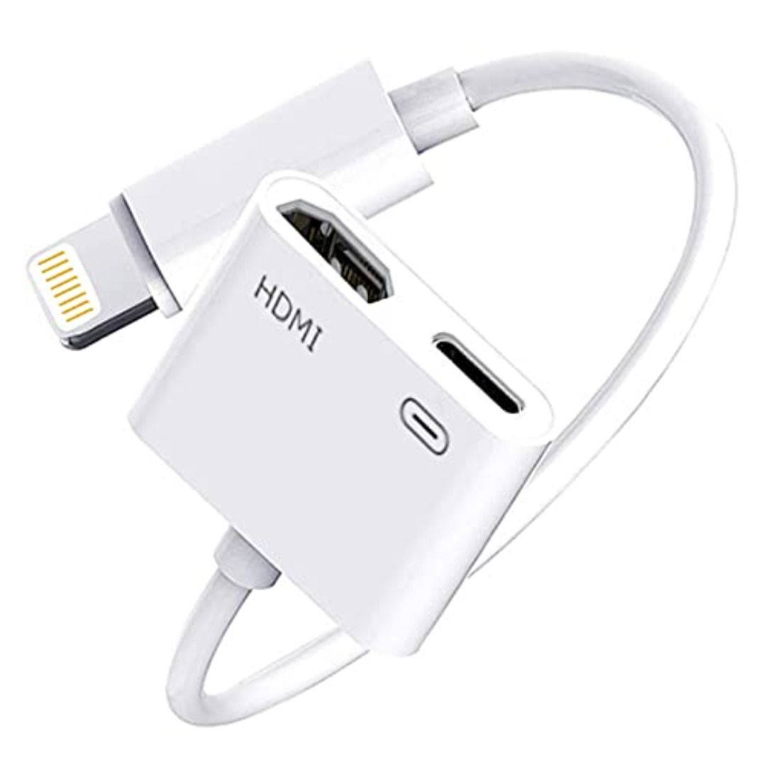 Lightning to HDMI Digital AV Adapter Apple MFi Certified 1080P HDMI Sync Screen Digital Audio AV Converter with Charging Port for iPhone iPad iPod on HDTV Projector Monitor No Power Need Computers Tec...