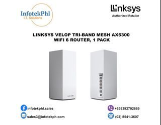 LINKSYS VELOP TRI-BAND MESH AX5300 WIFI 6 ROUTER, 1 PACK