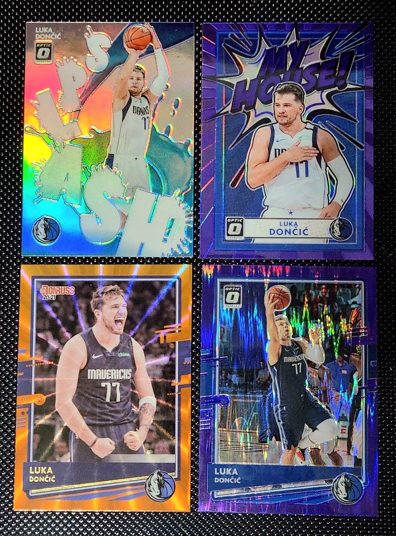 Luka doncic nba cards (Category: Raw Singles) located in Quezon City. Submitted by gabkarton (Listing ID 1291331831, Image 2). Description: For sale Luka doncic cards. 1. Luka nba hoops rc - 3,500 only 2. Luka my house purple - 1,000 only 3. Luka orange laser - 800 4.optic purple flash - 1,000 5. Splash holo - 500 6. My house base - 400 7. T-minus - 400 8. Express lane holo - 700 9.bang base - 400.