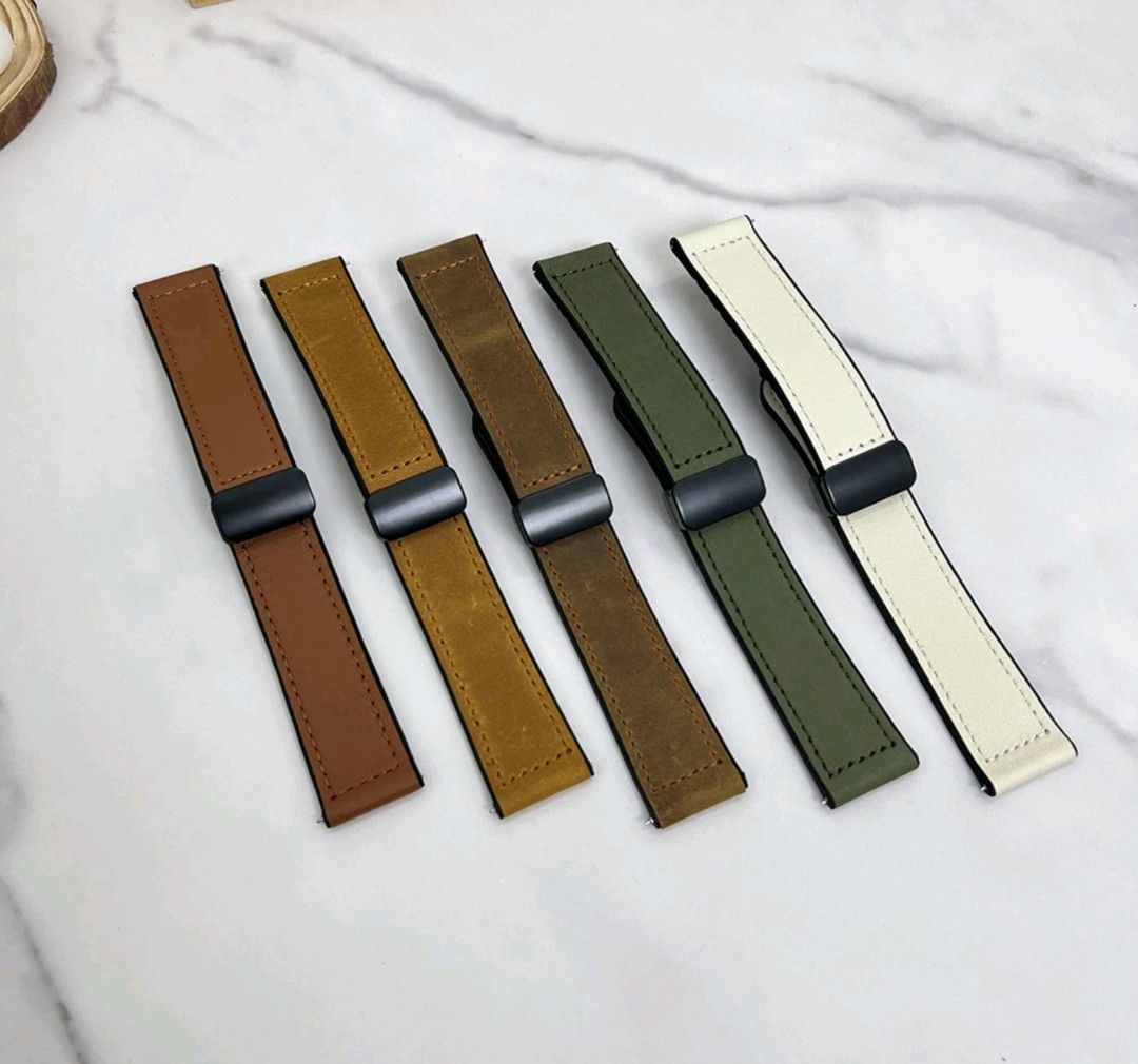Luxe Faux Leather Watch Strap waterproof. 20 22mm