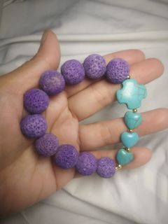 Made in Vatican Rome beautiful purple coral and turquoise hearts rosary bracelet
