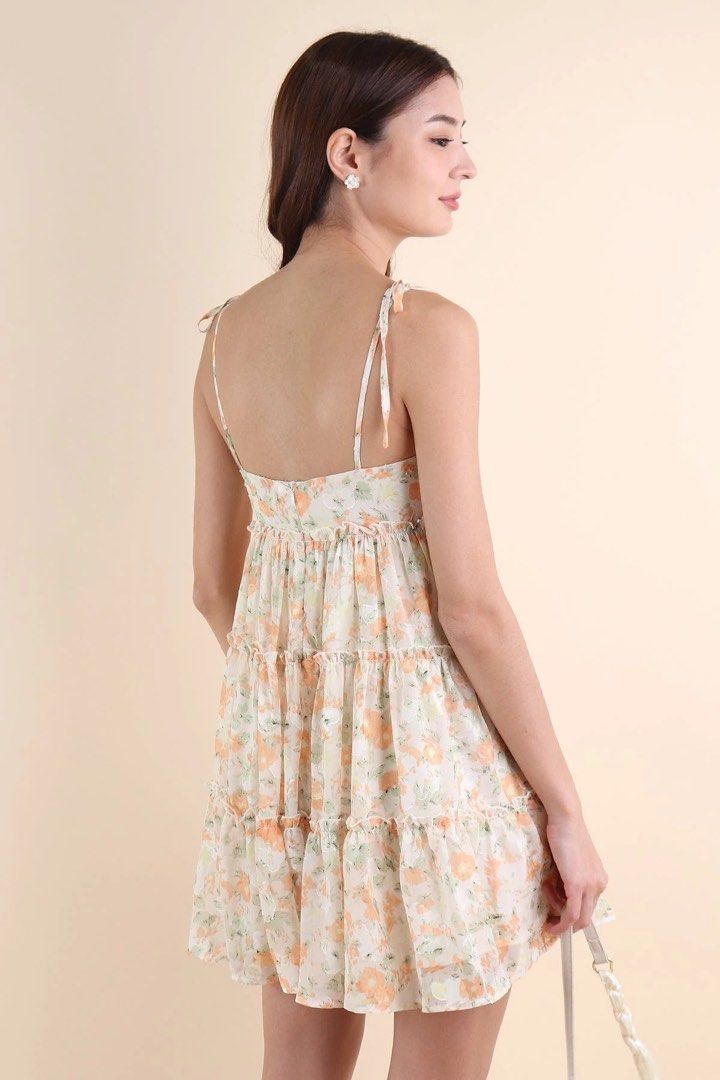 MAJORELLE FLORAL TIER DRESS IN ORANGE size xs NEONMELLO Women s Fashion Dresses Sets Dresses on Carousell