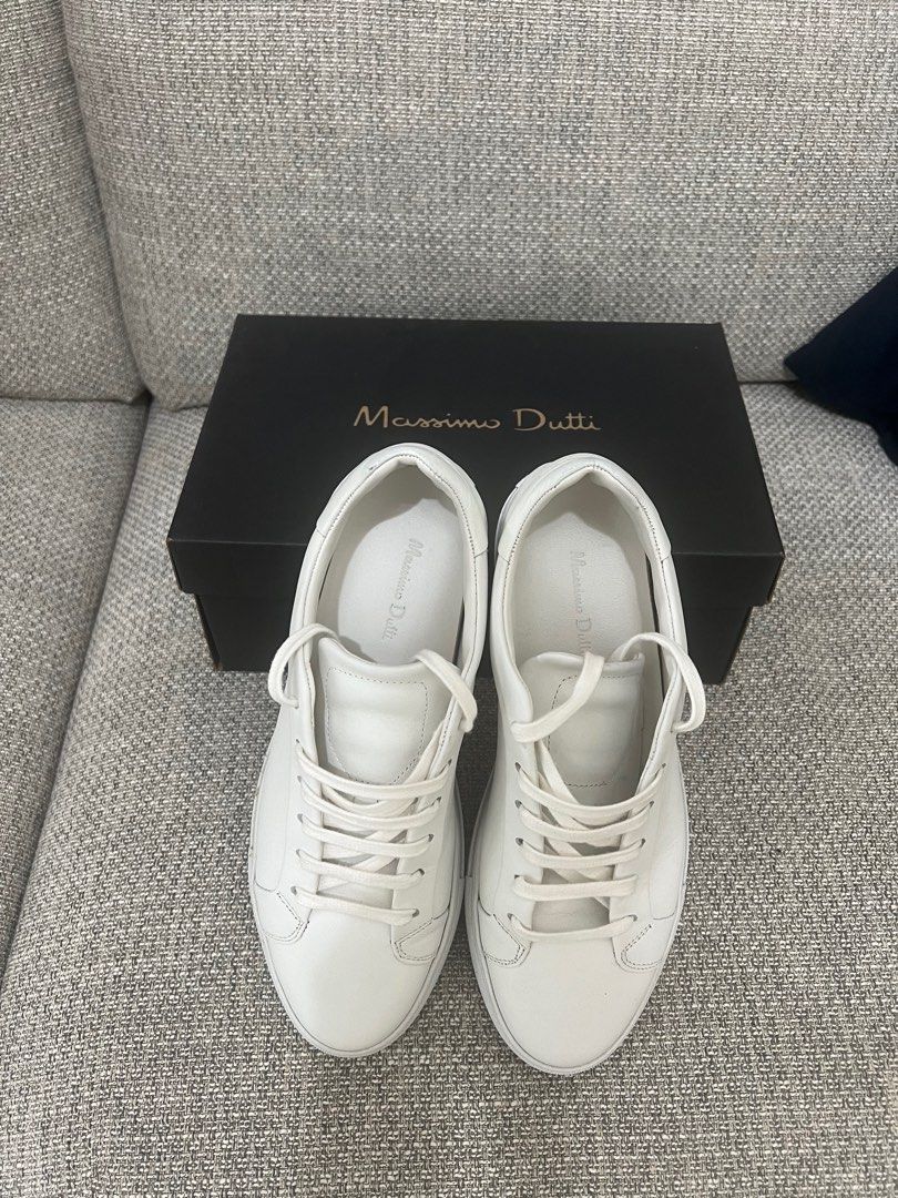 Massimo Dutti White Leather Sneakers Trainers Like New
