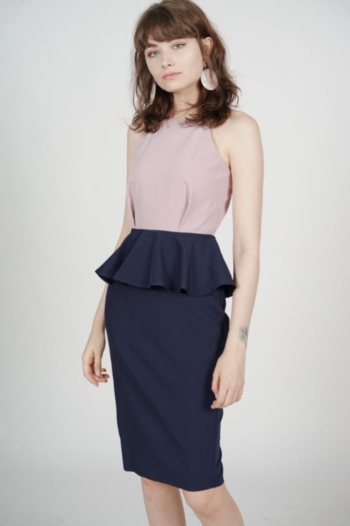 Halter peplum dress store