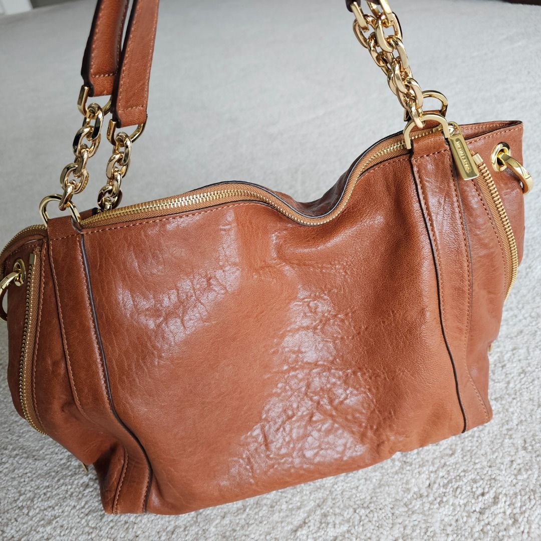 michael kors brown leather satchel