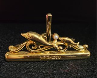 Mikimoto Dolphin 24K Gold Plated Paper Weight