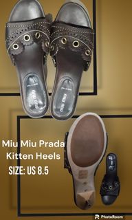 Miu Miu Scalloped Kitten Heels Slip-on Sandals (SIZE 8 1/2 ),Used