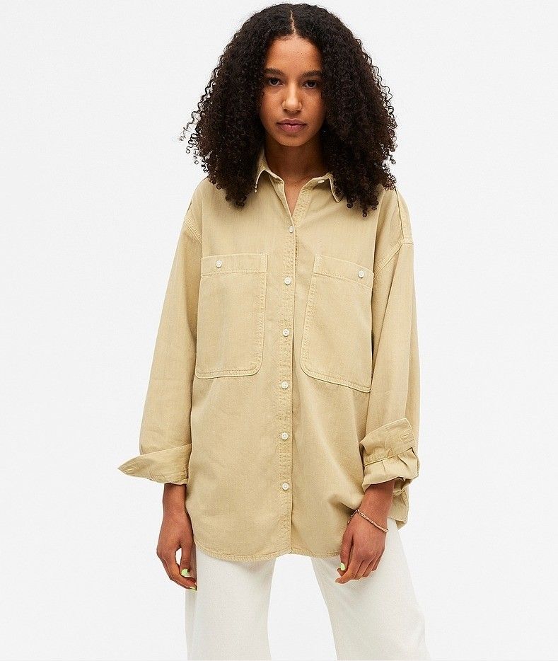 Monki denim shirt top