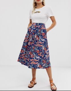 Monki Floral Midi Skirt