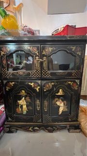 Oriental Antique TV Rack with cabinets and Drawer